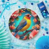 Songbird Perched Amid Bright Blume Pappteller (Party)