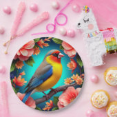 Songbird Perched Amid Bright Blume Pappteller (Party)
