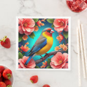 Songbird Perched Amid Bright Blume Serviette (Beispiel)