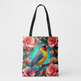 Songbird Perched Amid Bright Blume Tasche