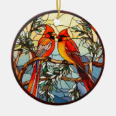 Songbird-Scarlet aus festem Glas Keramik Ornament (Vorne)
