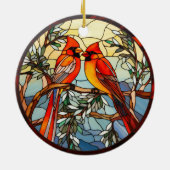 Songbird-Scarlet aus festem Glas Keramik Ornament (Hinten)