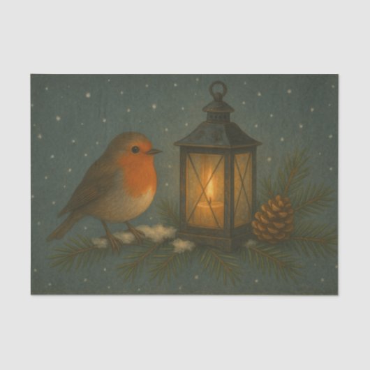 Songbird with Warm Lantern Tissue Paper Seidenpapier (Vorderseite)