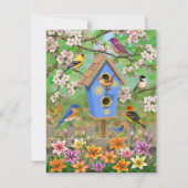 Songbirds Lily Garden Birdhouse Einladung (Vorderseite)