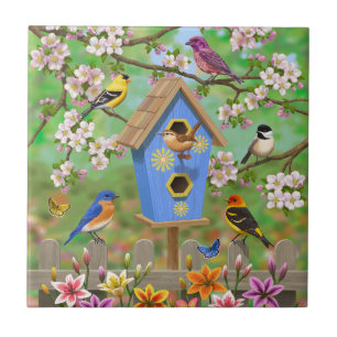 Songbirds Lily Garden Birdhouse Fliese