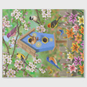 Songbirds Lily Garden Birdhouse Geschenkpapier (Flach)
