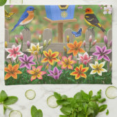Songbirds Lily Garden Birdhouse Geschirrtuch (Gefaltet)