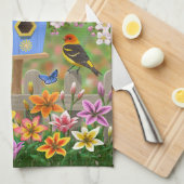 Songbirds Lily Garden Birdhouse Geschirrtuch (Viertel Falte)