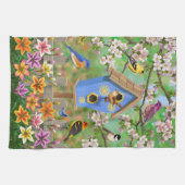 Songbirds Lily Garden Birdhouse Geschirrtuch (Horizontal)