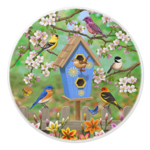 Songbirds Lily Garden Birdhouse Keramikknauf
