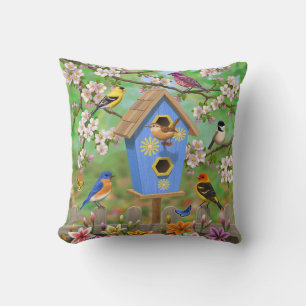 Songbirds Lily Garden Birdhouse Kissen