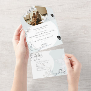 Songbirds Magnolias Alles in einer Hochzeitsfeie All In One Einladung