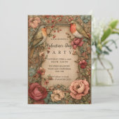 Songbirds & Roses Valentine Party Einladung (Stehend Vorderseite)