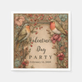 Songbirds & Roses Valentine Party Serviette (Vorderseite)