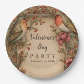 Songbirds & Roses Valentins-Party Pappteller (Vorderseite)