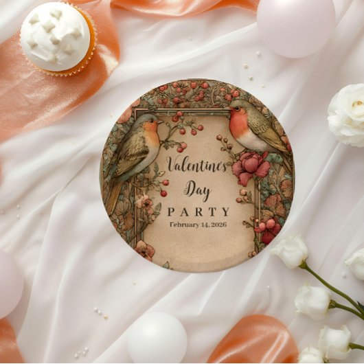 Songbirds & Roses Valentins-Party Pappteller