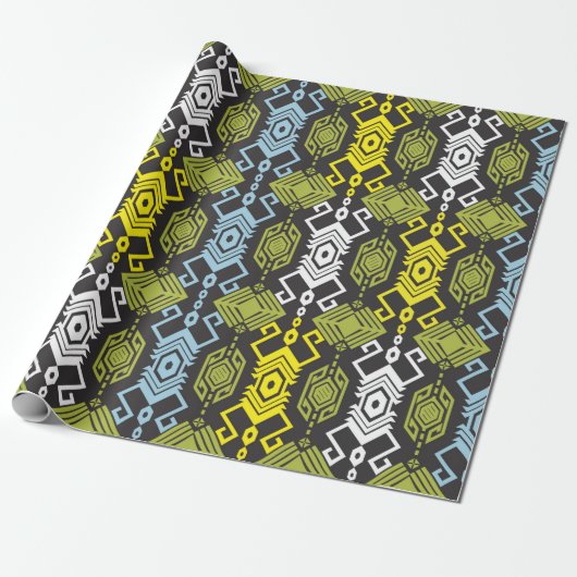 Songket Tenun Geometric Nahtloses Muster mit Creme Geschenkpapier (Ungerollt)