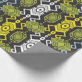 Songket Tenun Geometric Nahtloses Muster mit Creme Geschenkpapier (Ecke)