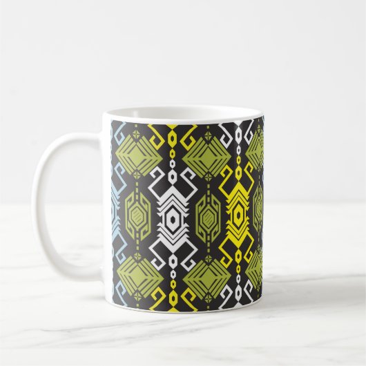 Songket Tenun Geometric Nahtloses Muster mit Creme Kaffeetasse (Links)
