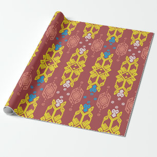 Songket Tenun Geometrik Nahtloses Muster mit Creme Geschenkpapier