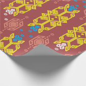 Songket Tenun Geometrik Nahtloses Muster mit Creme Geschenkpapier (Ecke)