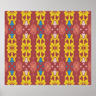 Songket Tenun Geometrik Nahtloses Muster mit Creme Poster