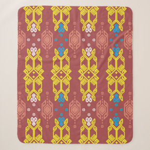 Songket Tenun Geometrik Nahtloses Muster mit Creme Sherpadecke