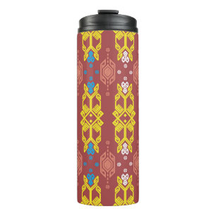 Songket Tenun Geometrik Nahtloses Muster mit Creme Thermosbecher