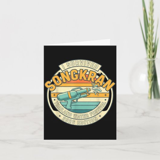 Songkran 2026 Überlebender Lustiger thailändischer Karte (Vorderseite)