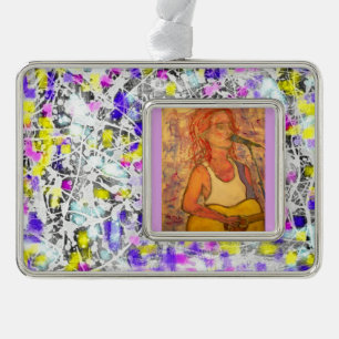 Songstreßkunst-Farben-Spritzer Rahmen-Ornament Silber