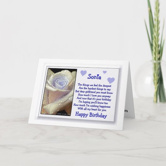 Sonia / Happy Birthday Karte (Vorderseite)