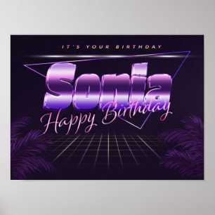 Sonia Name Vorname lila retro Poster Geburtstag