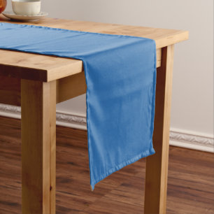 Sonic Blue Solid Color Print, Jewel Tone Colors Kurzer Tischläufer