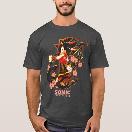 Sonic der Igel Schatten mit Kirschblüten-Sankop T-Shirt (Vorderseite)