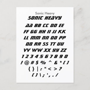Sonic Heavy - Zazzle-Schriftart-Samplerblatt Postkarte