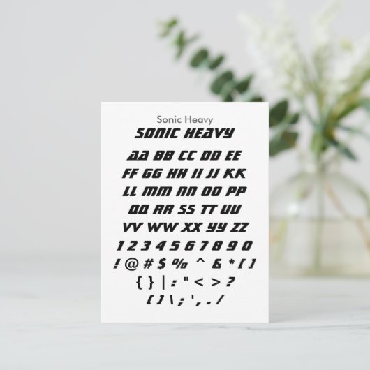 Sonic Heavy - Zazzle-Schriftart-Samplerblatt Postkarte (Stehend Vorderseite)