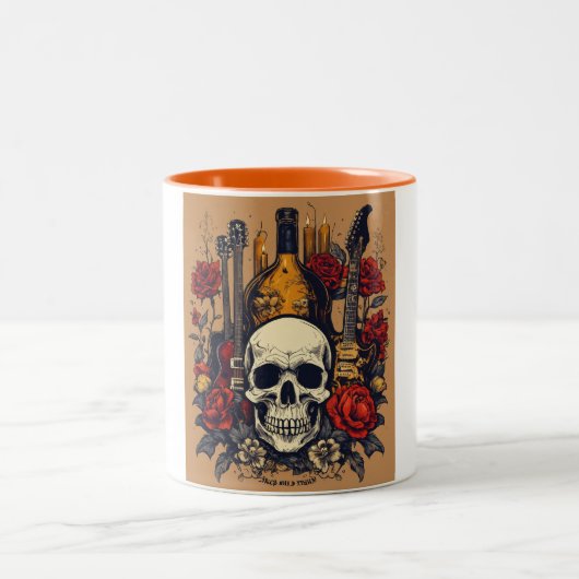Sonic Rebellion: Skull & Scales Rock 'n' Roll Tatt Zweifarbige Tasse (Mittel)