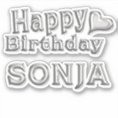 Sonja Happy Birthday silver Aufkleber Sticker (Vorderseite)