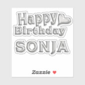 Sonja Happy Birthday silver Aufkleber Sticker (Blatt)