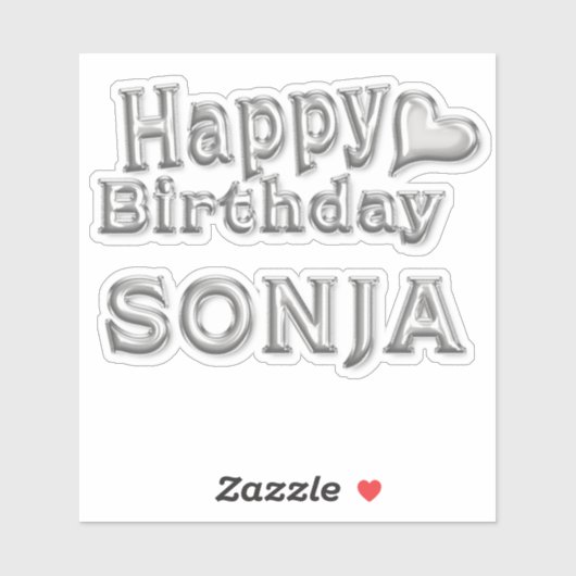 Sonja Happy Birthday silver Aufkleber Sticker (Blatt)
