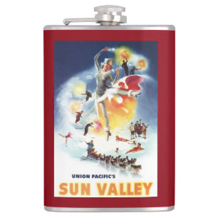 Sonja Henje Montage des Sun Valley Posters Flachmann