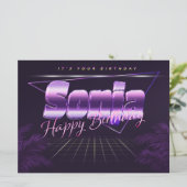 Sonja Name Vorname lila retro Karte Geburtstag (Stehend Vorderseite)