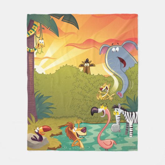 Sonn am Wasserloch Fleecedecke (Vorderseite)