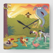 Sonn am Wasserloch Quadratische Wanduhr (Vorderseite)