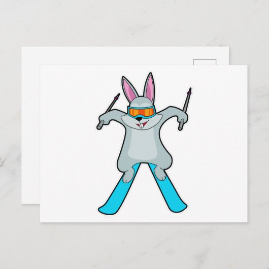 Sonne als Skifahrer mit Ski Postkarte (Vorne/Hinten)