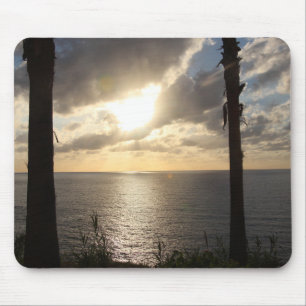 Sonne auf dem Meer zwischen den Bäumen - Fotografi Mousepad