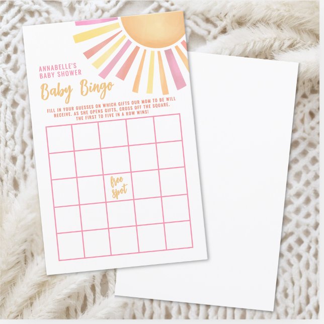 Sonne Baby Shower Bingo Spiel (Sun Baby Shower Bingo Game )