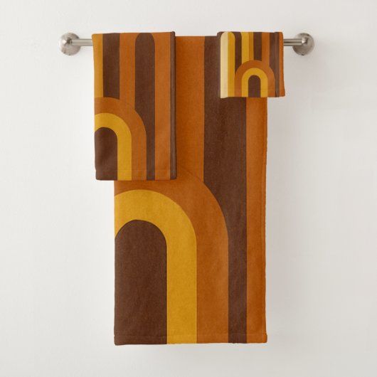 Sonne & Bögen Mid-Century-Modern geometrisches Des Badhandtuch Set (Insitu)