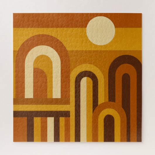 Sonne & Bögen Mid-Century-Modern geometrisches Des Puzzle (Vertikal)