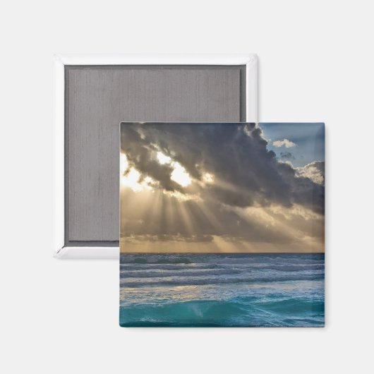 Sonne bricht durch Wolken über Meer Magnet (Vorderseite/Rückseite)